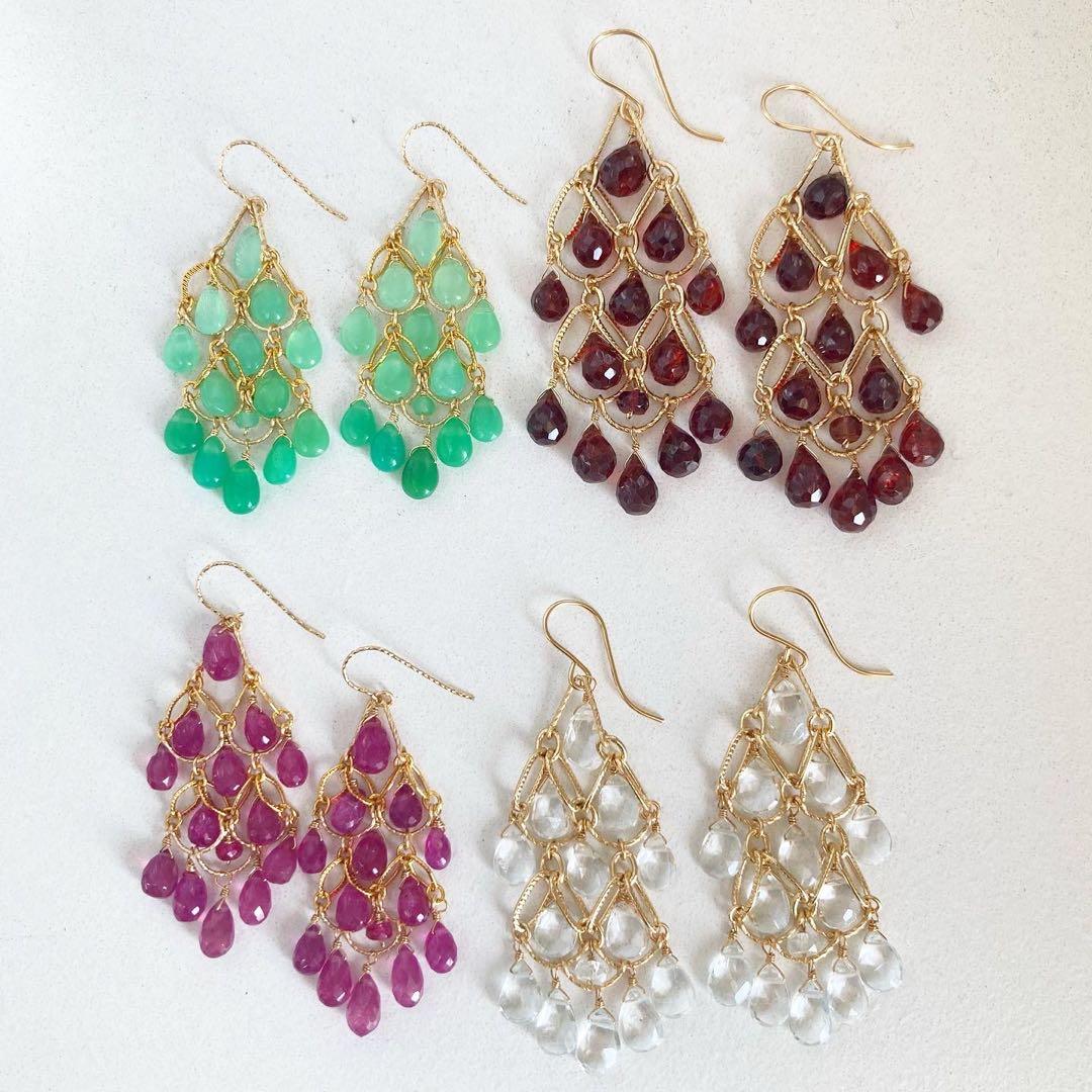 ルビーのシャンデリアピアス