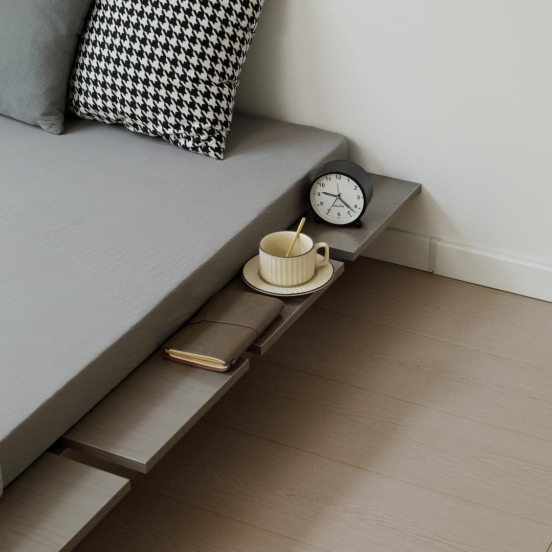 超人気！【幅160cm】木目調 D ベッド ステージベッド 脚付きGray