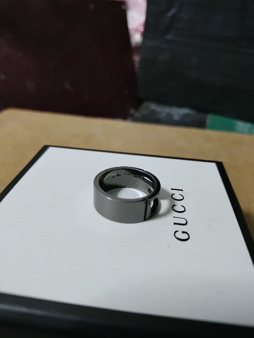 美品 GUCCI グッチ シルバー925 Gリング16号 高級感あり イタリア製