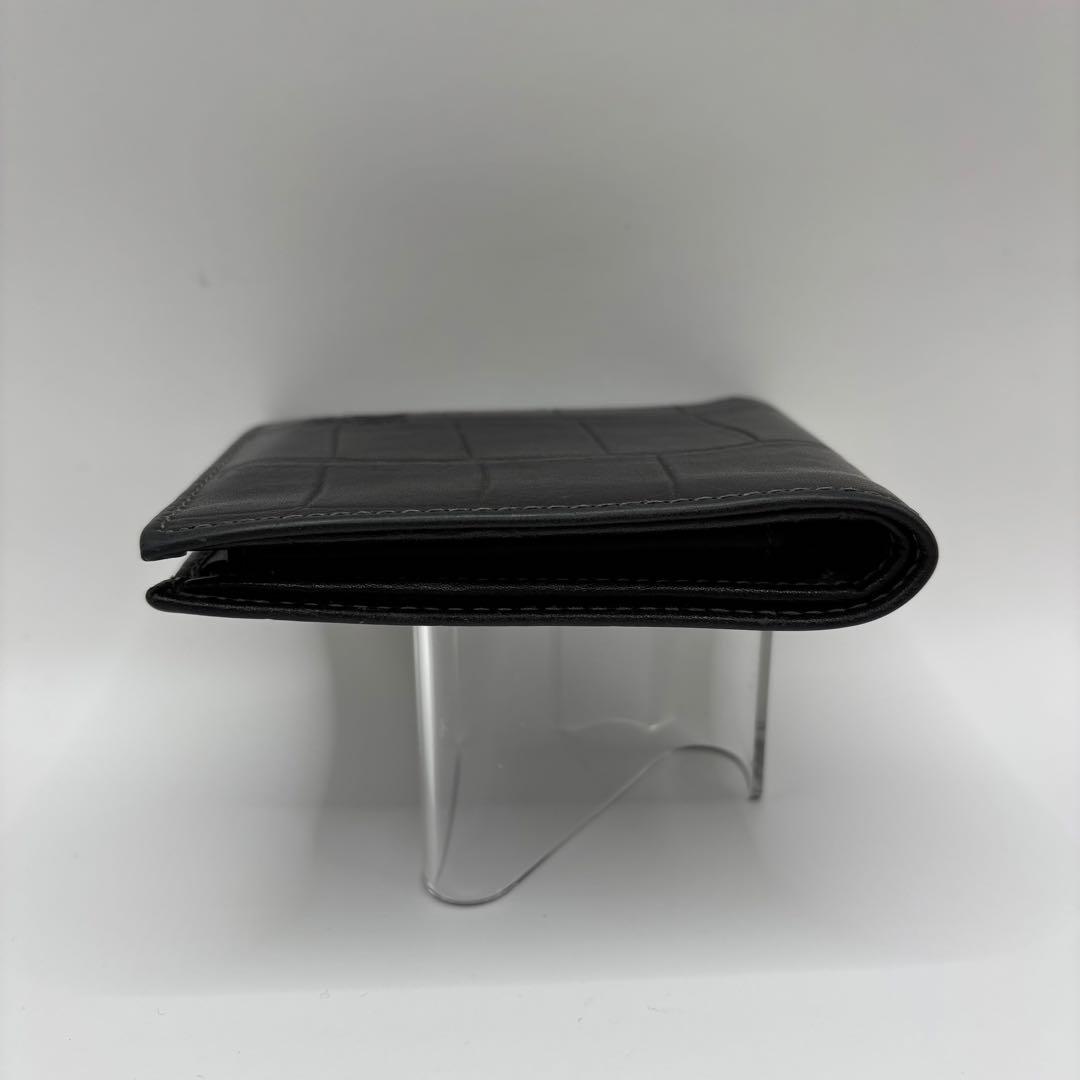 ILBISONTE 二つ折り財布　クロコ　ブラック　レザー　イルビゾンテ　ロゴ