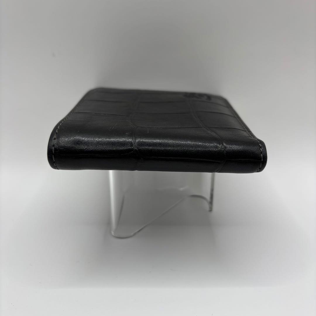 ILBISONTE 二つ折り財布　クロコ　ブラック　レザー　イルビゾンテ　ロゴ