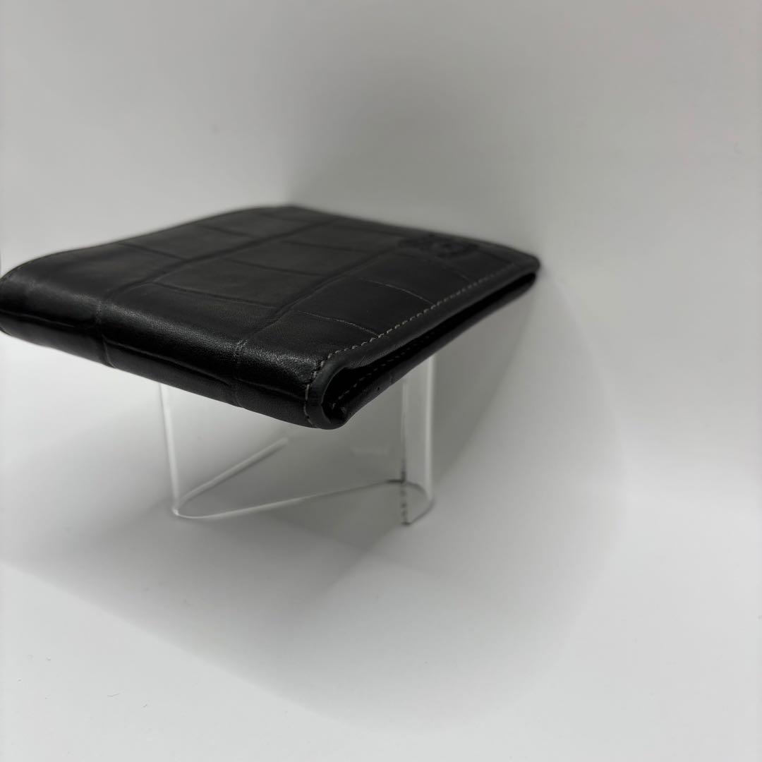 ILBISONTE 二つ折り財布　クロコ　ブラック　レザー　イルビゾンテ　ロゴ