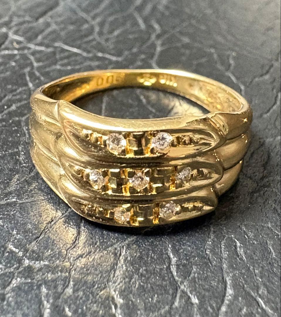 K18 YG イエローゴールド ダイヤ リング 指輪 6号