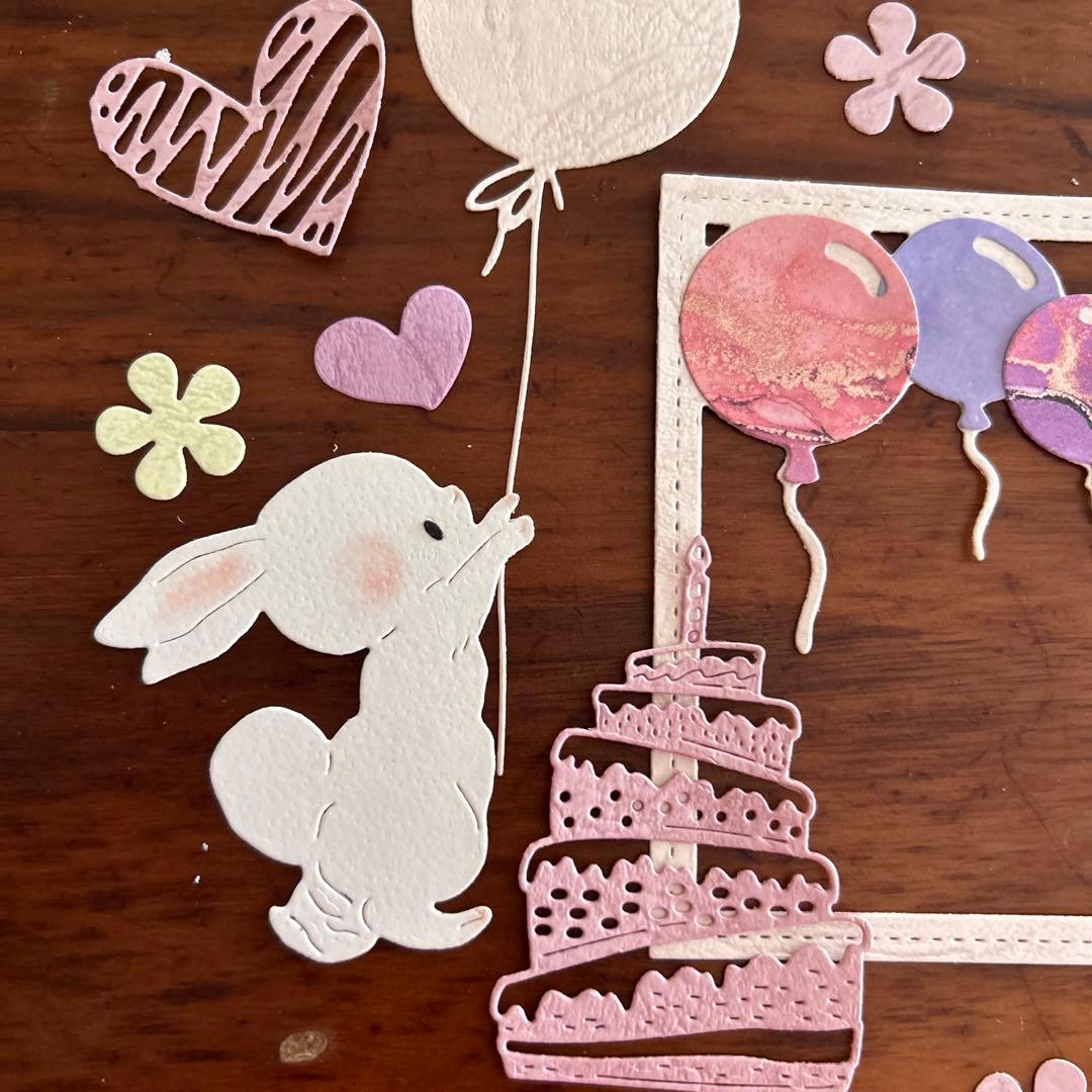 うさぎ　ペーパークラフト　ダイカット アルバム素材　色紙素材　メッセージカード