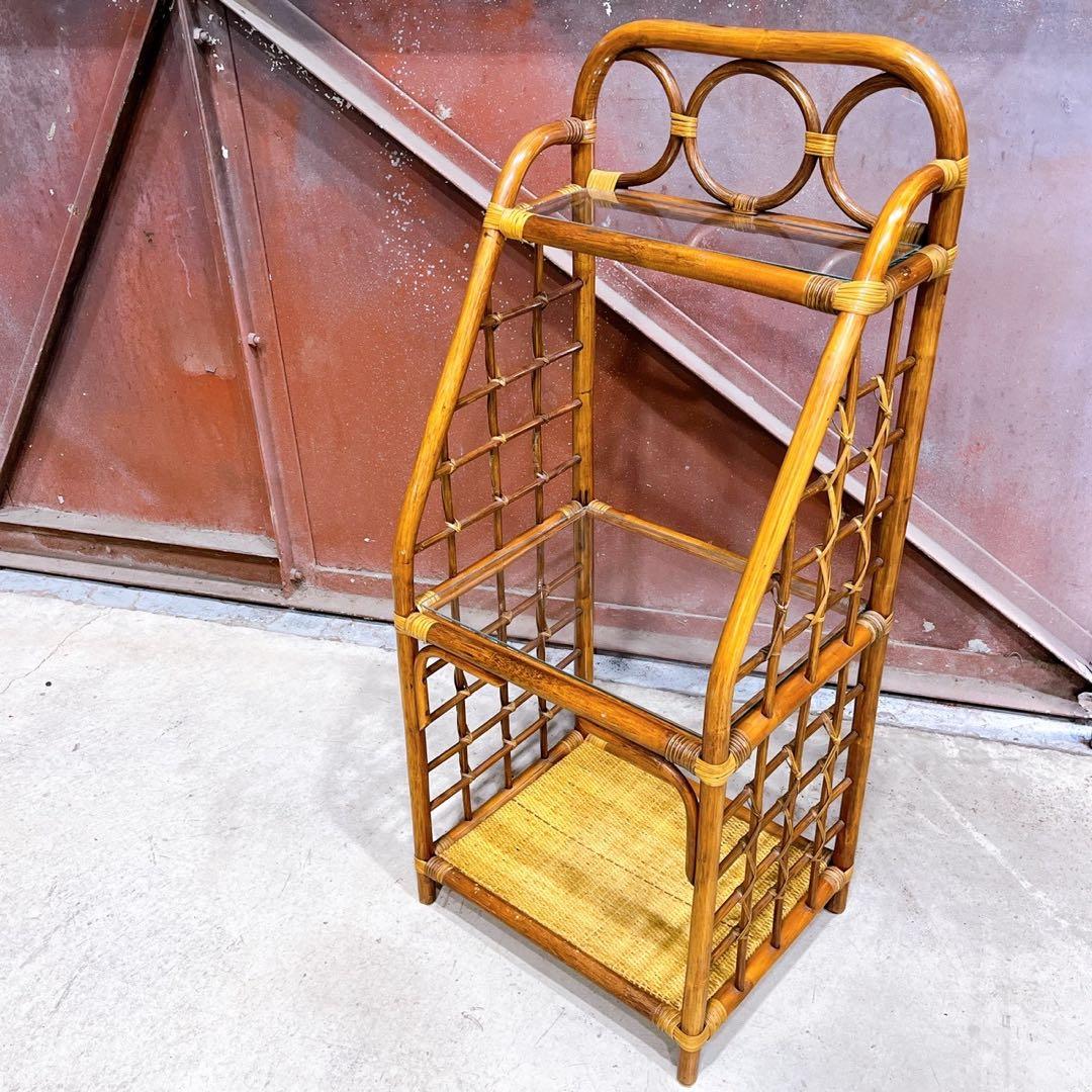 ヴィンテージ ラタン製 三段ラック
