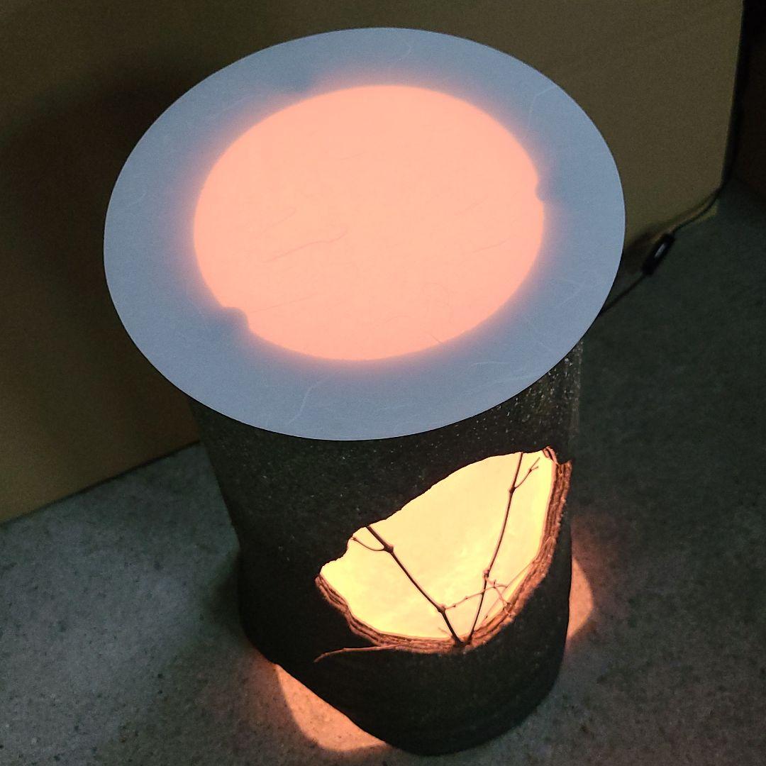 信楽焼 屋内灯 古窯 高さ４６cm（和紙風アクリル板付き）