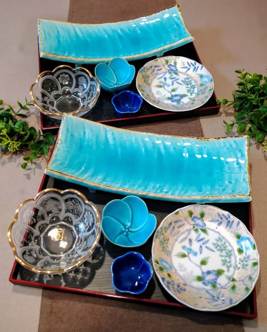 未使用 晩酌セットi30(曽我ガラス 庫山) 2名分