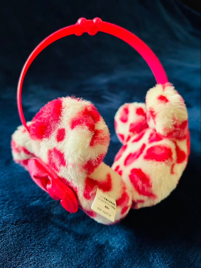 【即発送】ミニー　ヒョウ柄　耳当て　ピンク　ディズニー