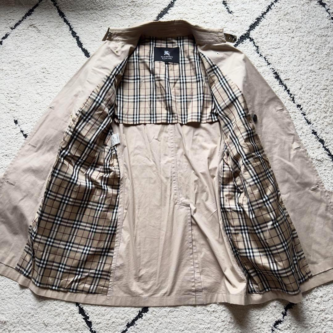 バーバリーブラックレーベル　トレンチコート　ベージュ　ノバチェック　ベルト　L