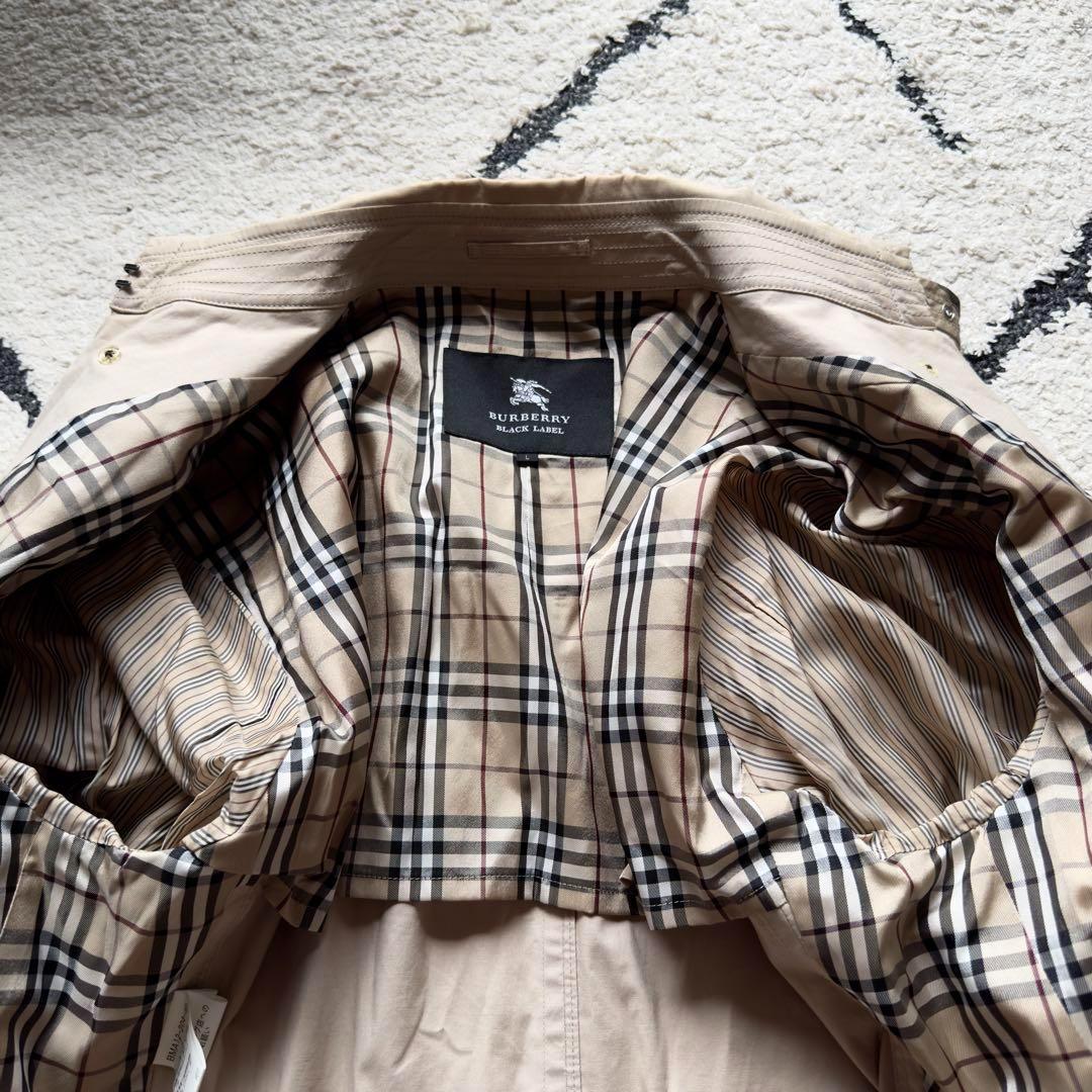 バーバリーブラックレーベル　トレンチコート　ベージュ　ノバチェック　ベルト　L