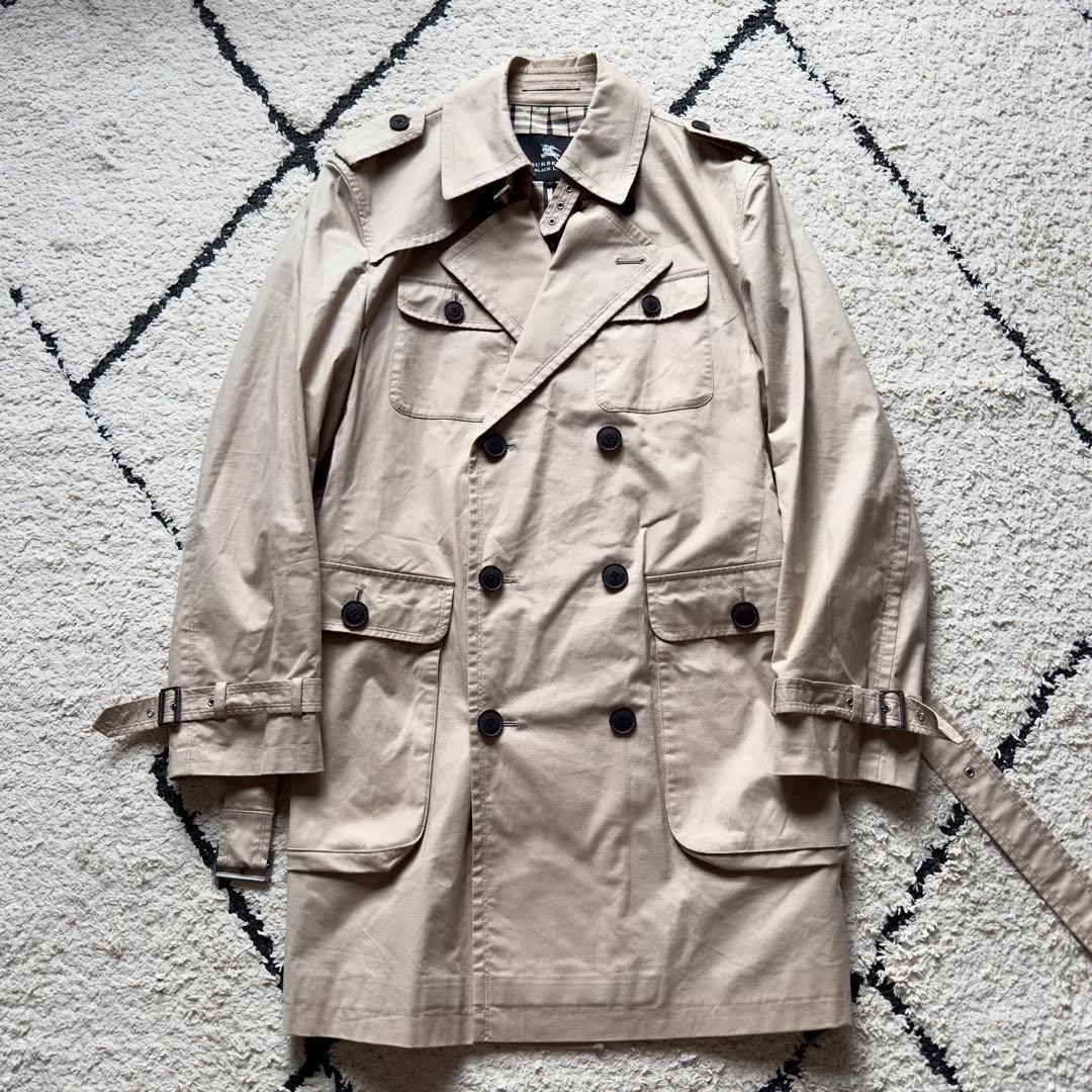 バーバリーブラックレーベル　トレンチコート　ベージュ　ノバチェック　ベルト　L