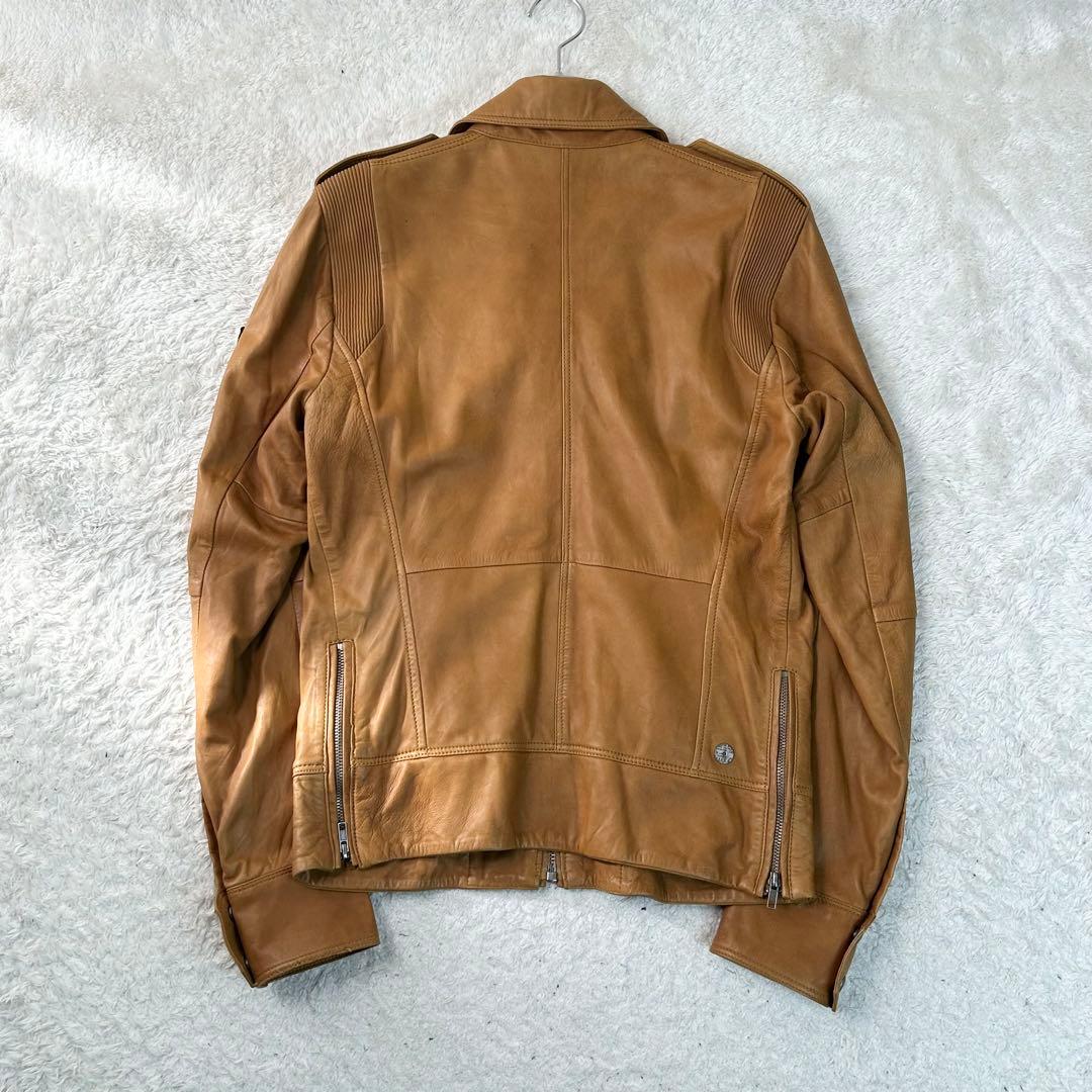 DIESEL レザージャケット 羊革 ミリタリー Sブラウン シープレザー