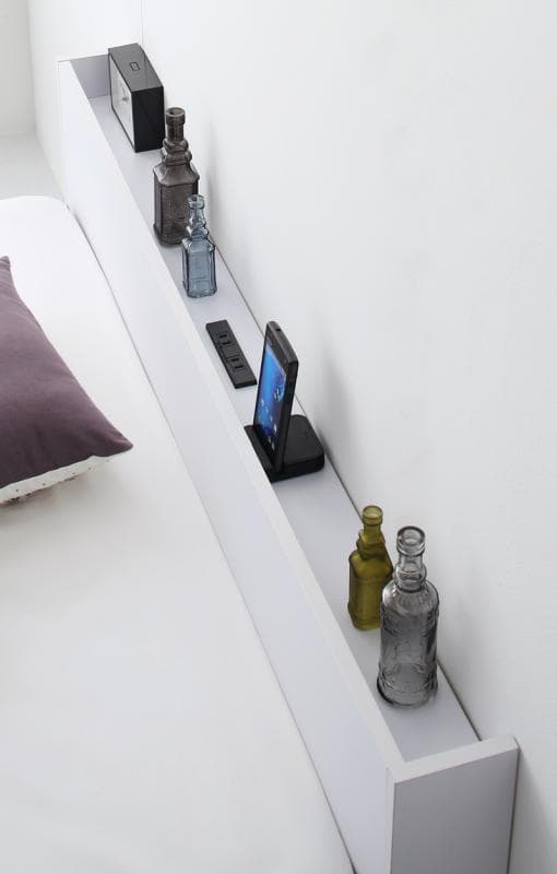 新品 送料込 シングルベッド 棚 コンセント 収納 マットレス付 保証付 wh