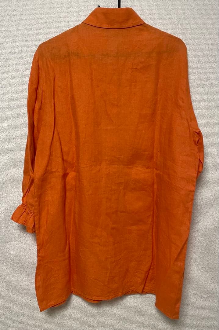 HERMES エルメス オレンジ リネン シャツ ヴィンテージ サイズ38