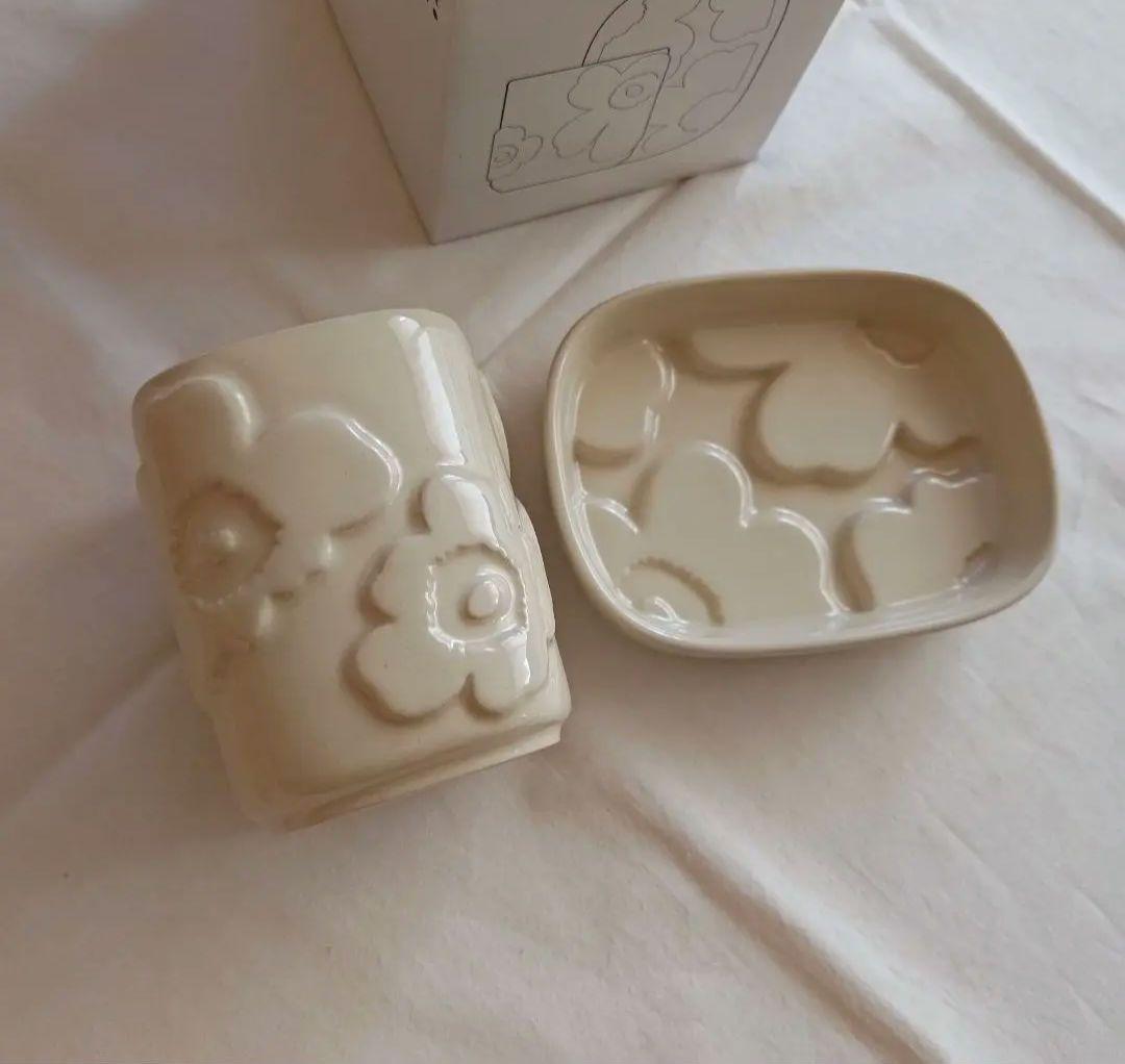 歯ブラシ立て　石鹸置き　ウニッコ　ベージュ　２点セット