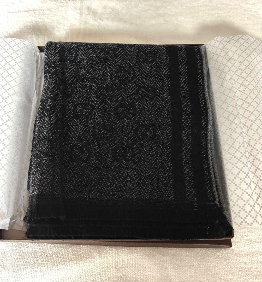 美品✨GUCCI グッチ マフラー GG柄 ブラック ウール 男女兼用