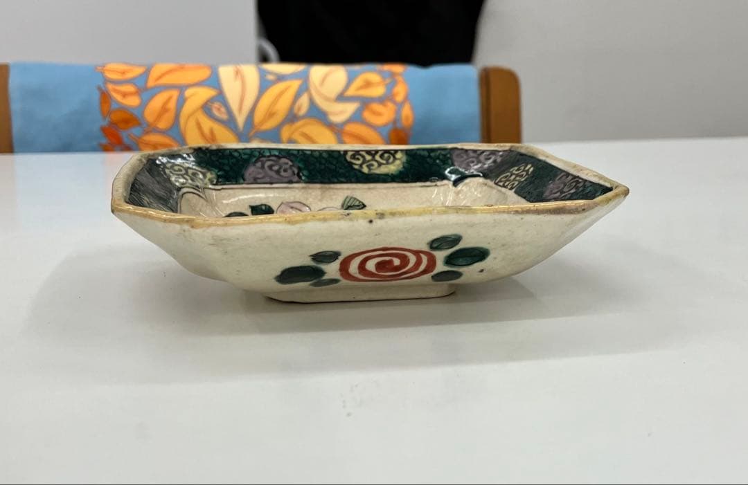 古九谷 角皿 花柄 江戸時代