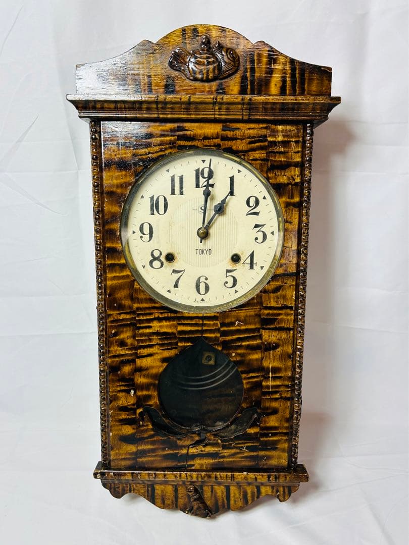 TUKYO 舘本時計 ボンボン時計 レトロ掛け時計 桃 柴