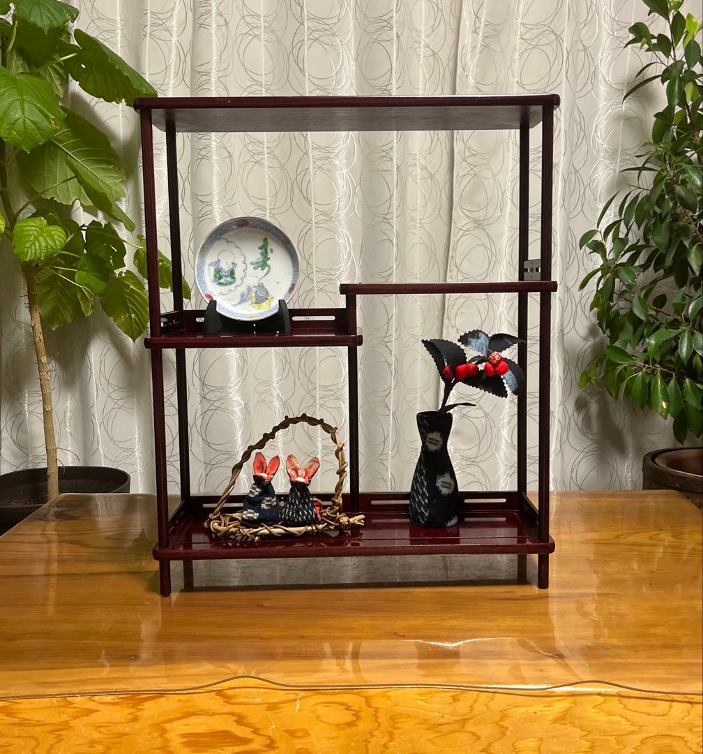 飾り棚　茶棚　違い棚　盆栽棚　飾り台　木製　和風