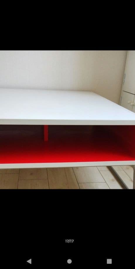 Francfranc シンプルセンターテーブル ホワイト/レッド