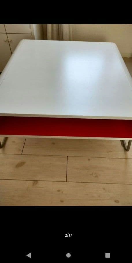 Francfranc シンプルセンターテーブル ホワイト/レッド