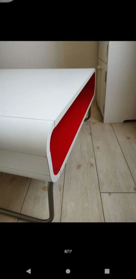 Francfranc シンプルセンターテーブル ホワイト/レッド