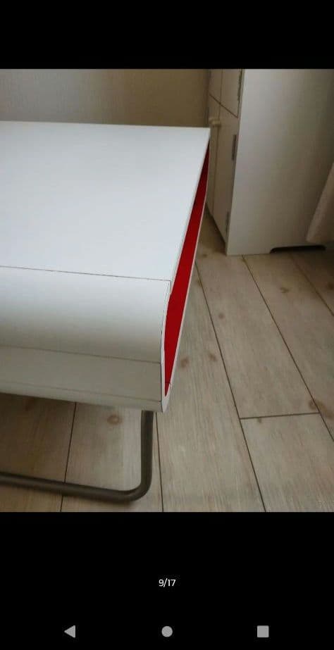 Francfranc シンプルセンターテーブル ホワイト/レッド