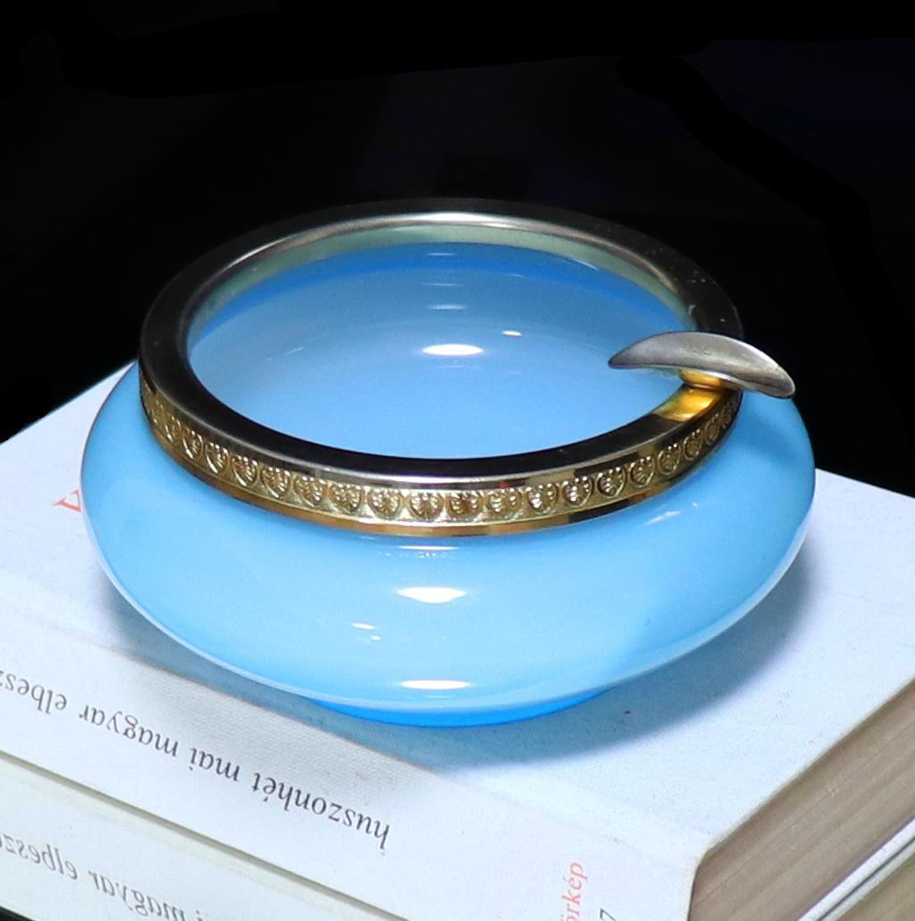 オールド・バカラ 激レア 大型ブロンズ装飾オパーリンクリスタル製灰皿 小物入れ