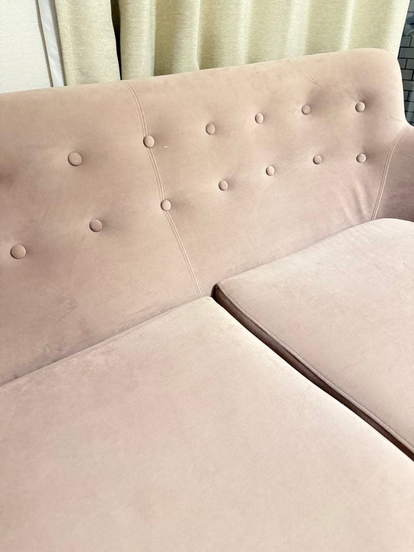 ⭐︎り⭐︎送料込francfranc購入ピンクベロア2人掛けソファ