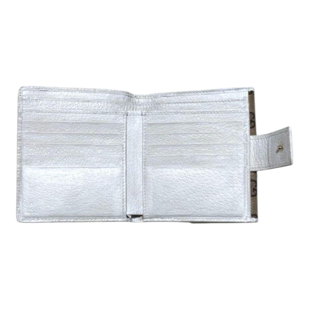 グッチ　折り財布　GGキャンバス　ベージュ　プリンシー　リボン　シェリーライン