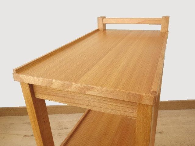 北海道手作り家具　ケヤキ材（引出付）　木製　ワゴン