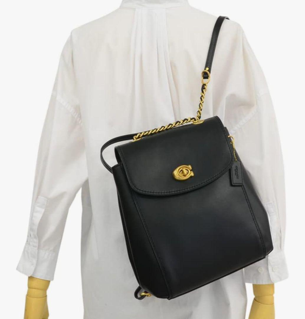 希少✨ コーチ リュック パーカー レザー ターンロック チェーン ブラック