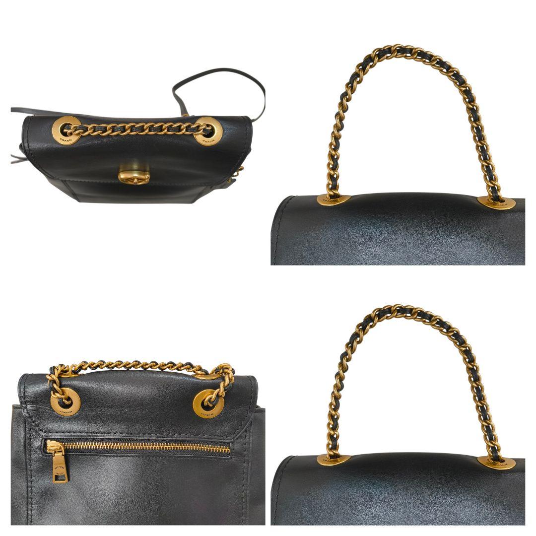 希少✨ コーチ リュック パーカー レザー ターンロック チェーン ブラック