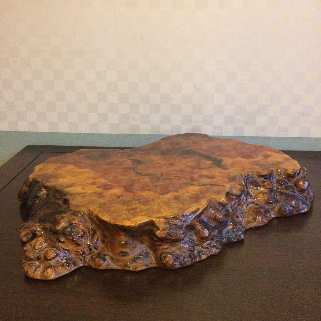 高級銘木、カリン木製、花梨木の瘤杢、盆栽台