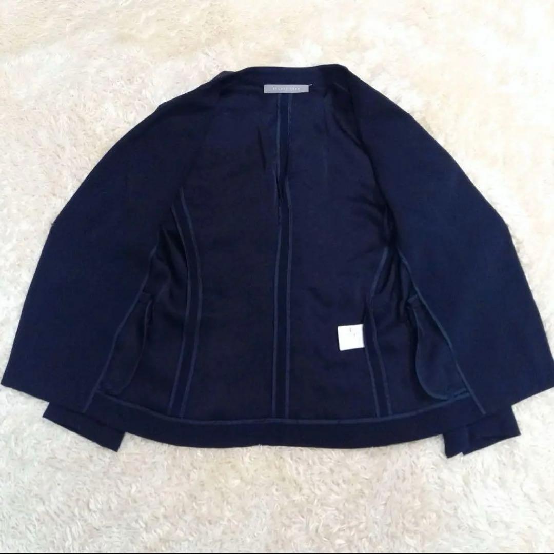 セオリーリュクス セットアップパンツスーツ ノーカラー ネイビー 36 Sサイズ