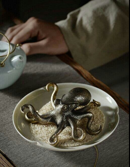 たこ 真鍮実心茶寵振子茶遊びアイデアは茶道零配招財タコを飼うことができます