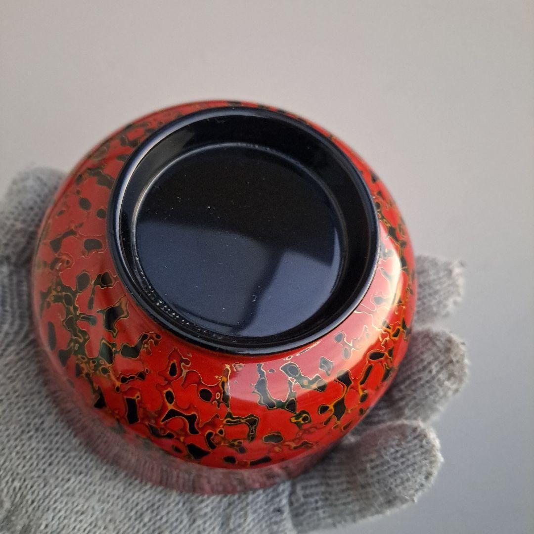 【津軽塗　唐塗　羽反型　汁椀×5客】天然木製　赤上　長期保管品