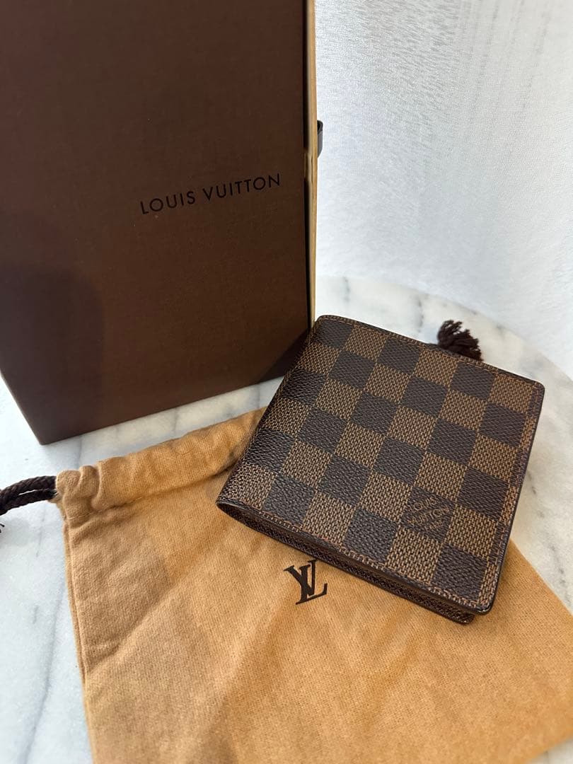 ルイヴィトン マルコ ダミエ 二つ折り財布 美品