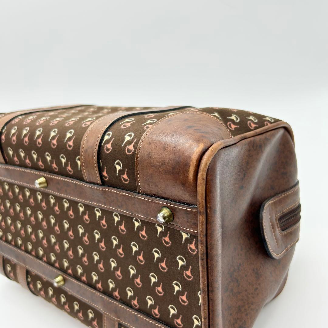 GUCCI オールドグッチ ミニ ボストンバッグ ホースビット柄 ブラウン