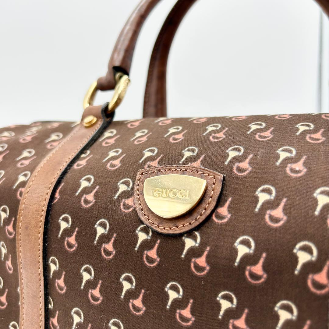 GUCCI オールドグッチ ミニ ボストンバッグ ホースビット柄 ブラウン