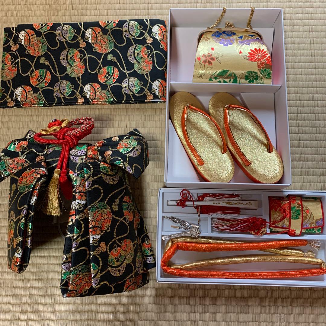 作り帯　７歳 ハコセコセット　草履　バック　七五三 髪飾り