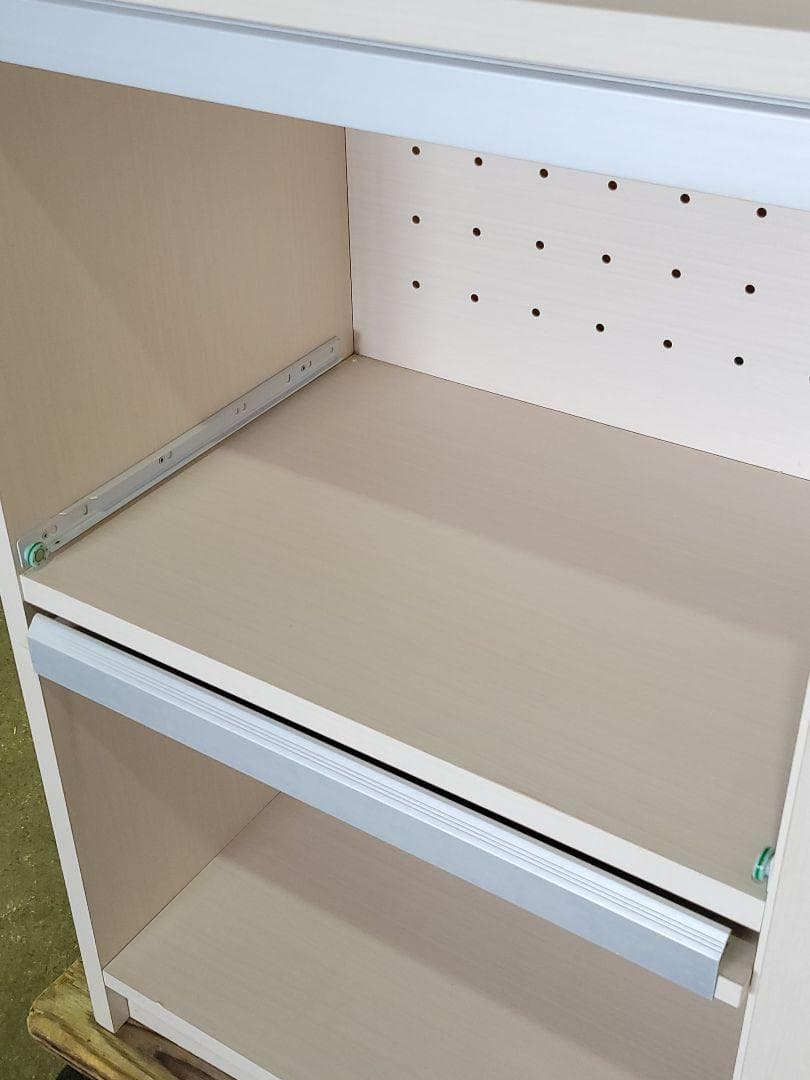 レンジボード フラップ扉収納付き キッチンボード ホワイト　食器棚