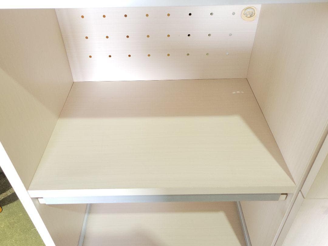 レンジボード フラップ扉収納付き キッチンボード ホワイト　食器棚