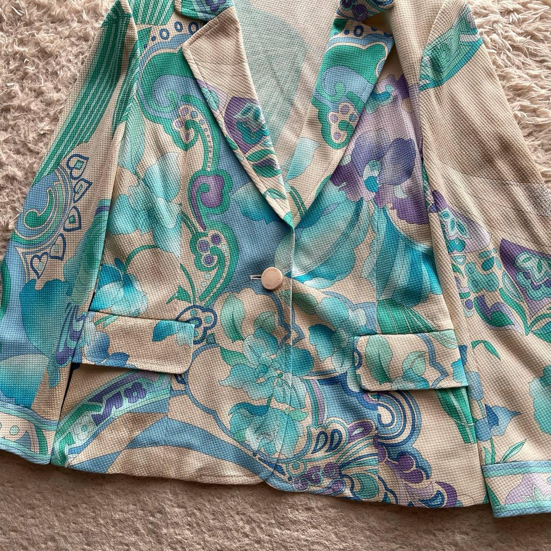 レオナール ①カットソー シャツ 半袖 ②テーラードジャケット 花柄 トリム