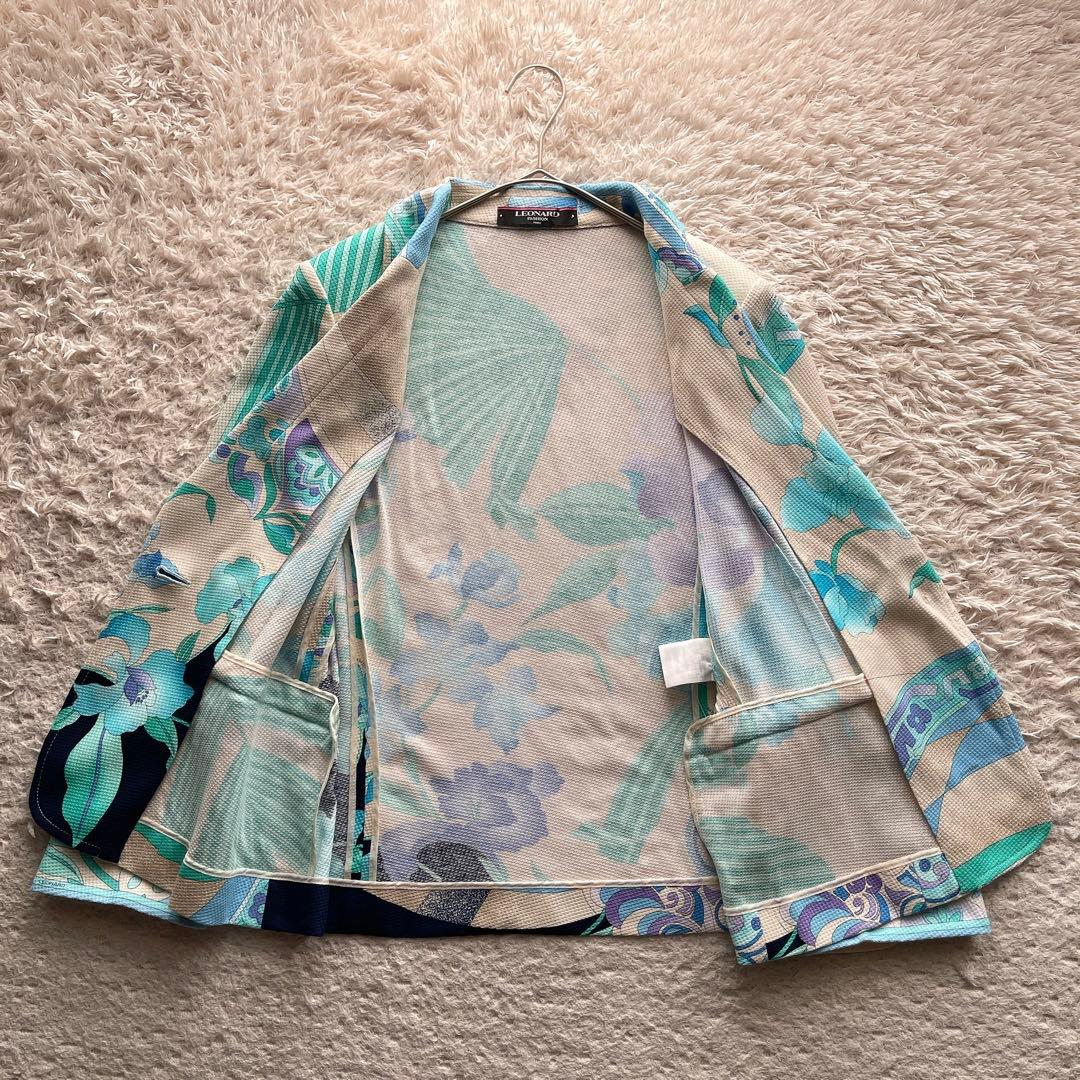 レオナール ①カットソー シャツ 半袖 ②テーラードジャケット 花柄 トリム