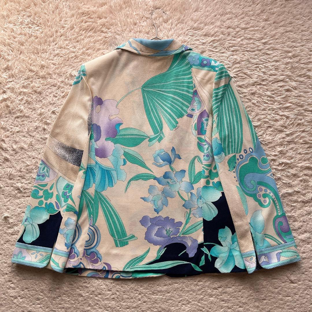 レオナール ①カットソー シャツ 半袖 ②テーラードジャケット 花柄 トリム