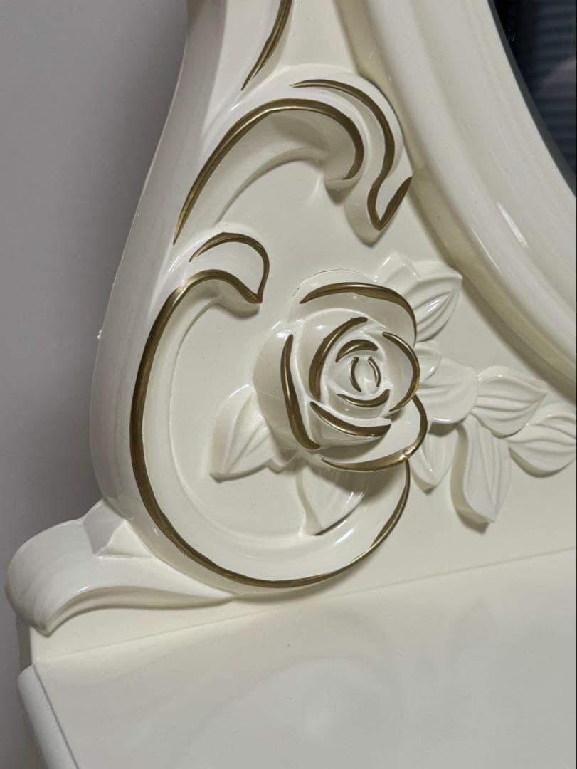 LEDミラー付きロココ調アンティーク可愛いドレッサー化粧台 横幅100cm