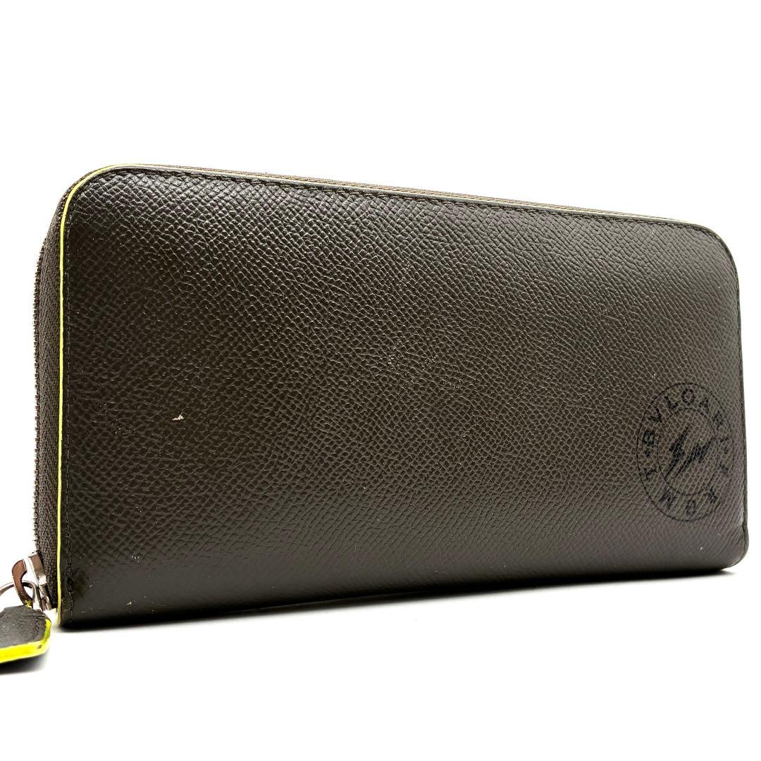 美品 ブルガリ 長財布 藤原ヒロシコラボ フラグメント 長財布 レザー グレー