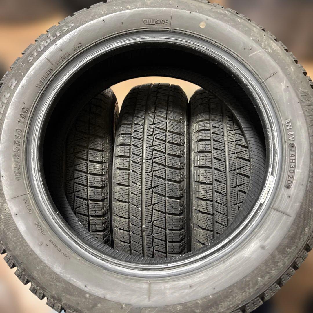 良品155/65R14 スタッドレスタイヤ ブリヂストン製ICEPARTNER2