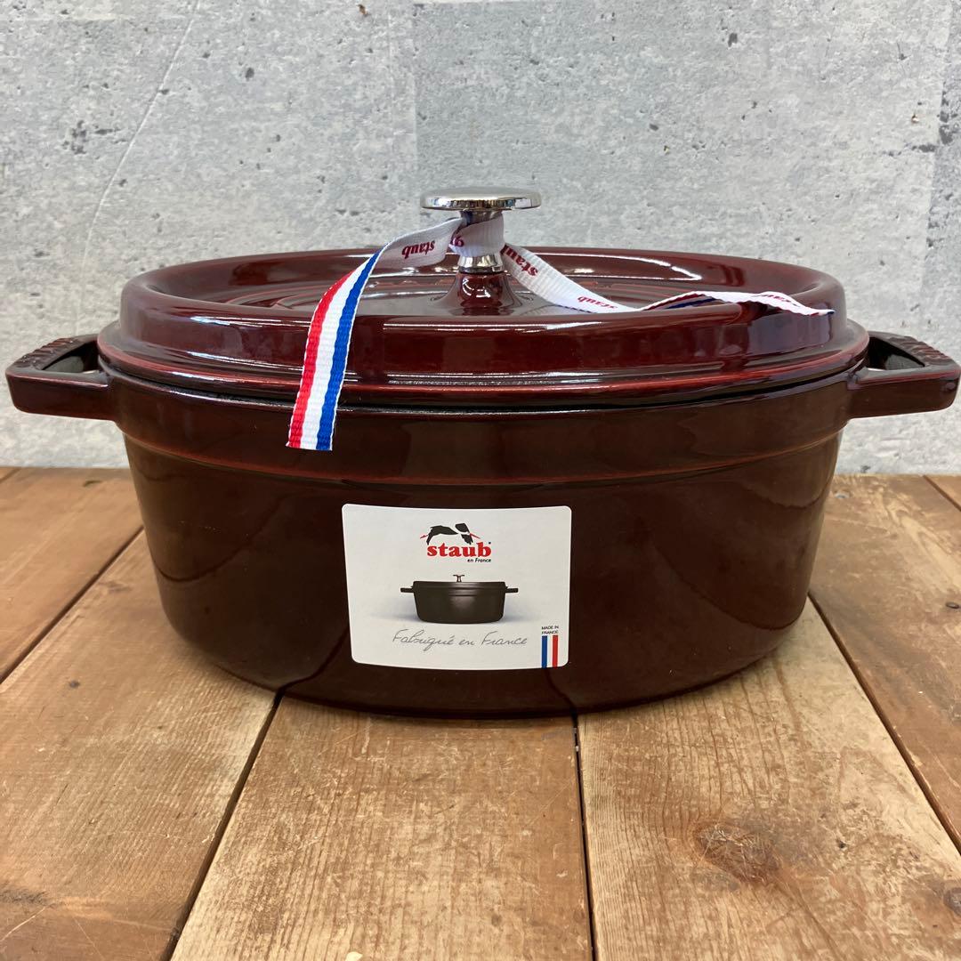 ストウブ staub ココット オーバル ホーロー鍋 ミルクパン 箱付き